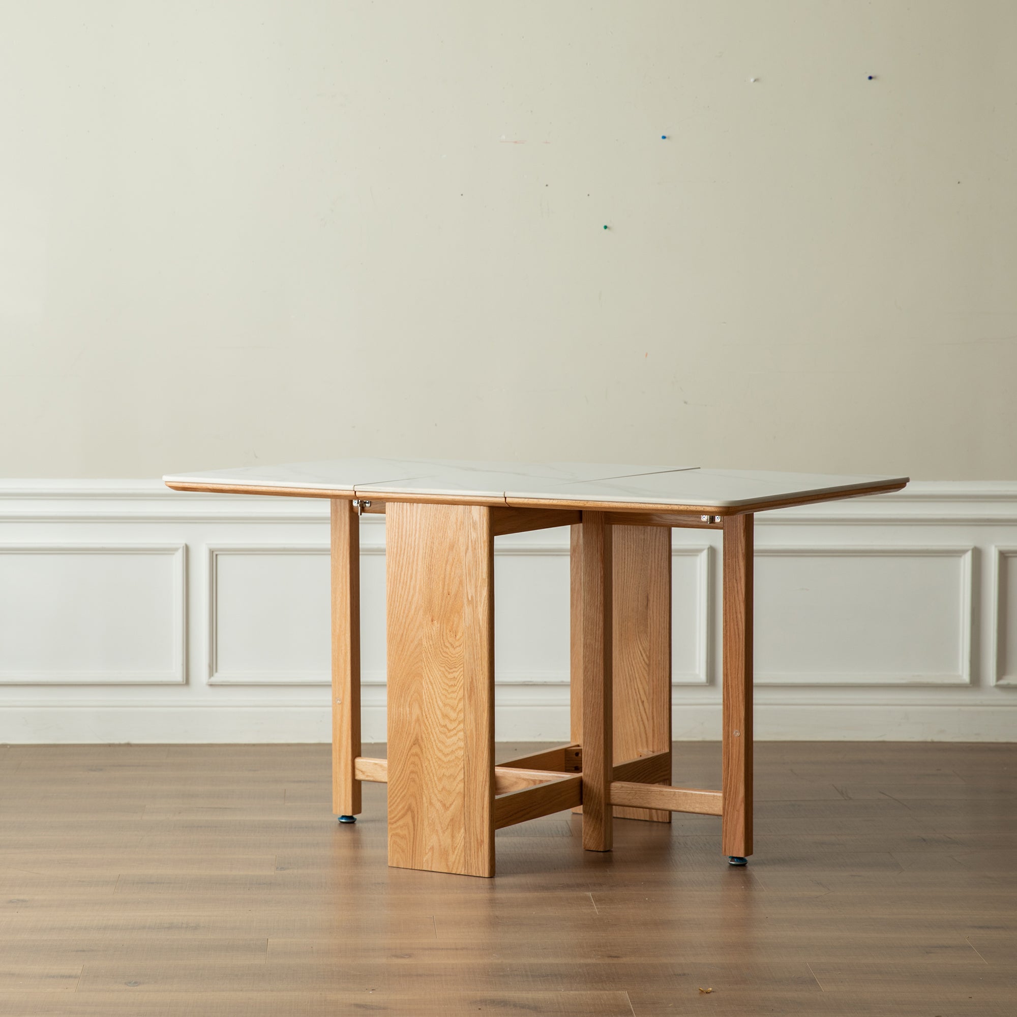 Natural Solid Oak Rock Slab Extending Dining Table