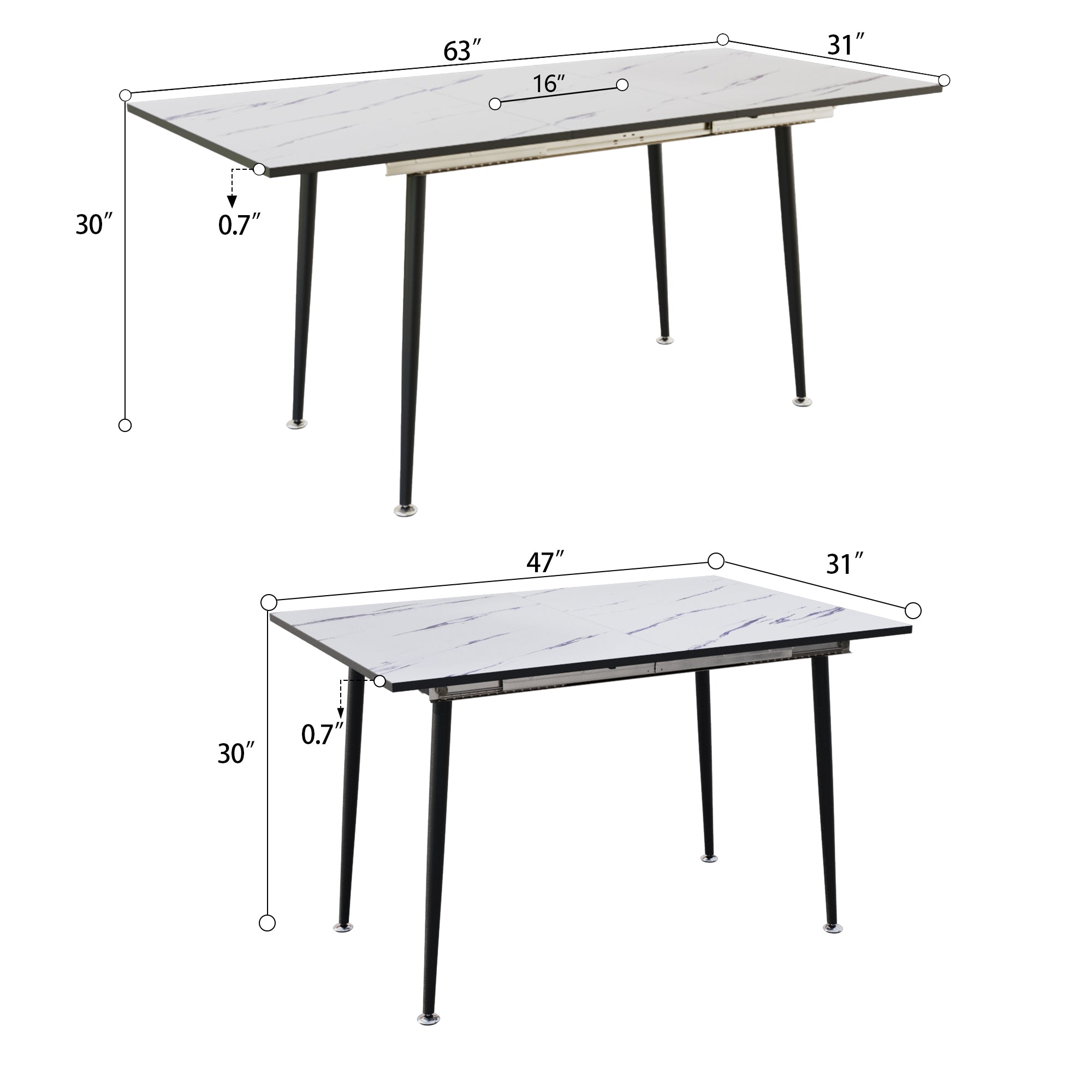 47'-63' Expandable Dining Table and Chair Set