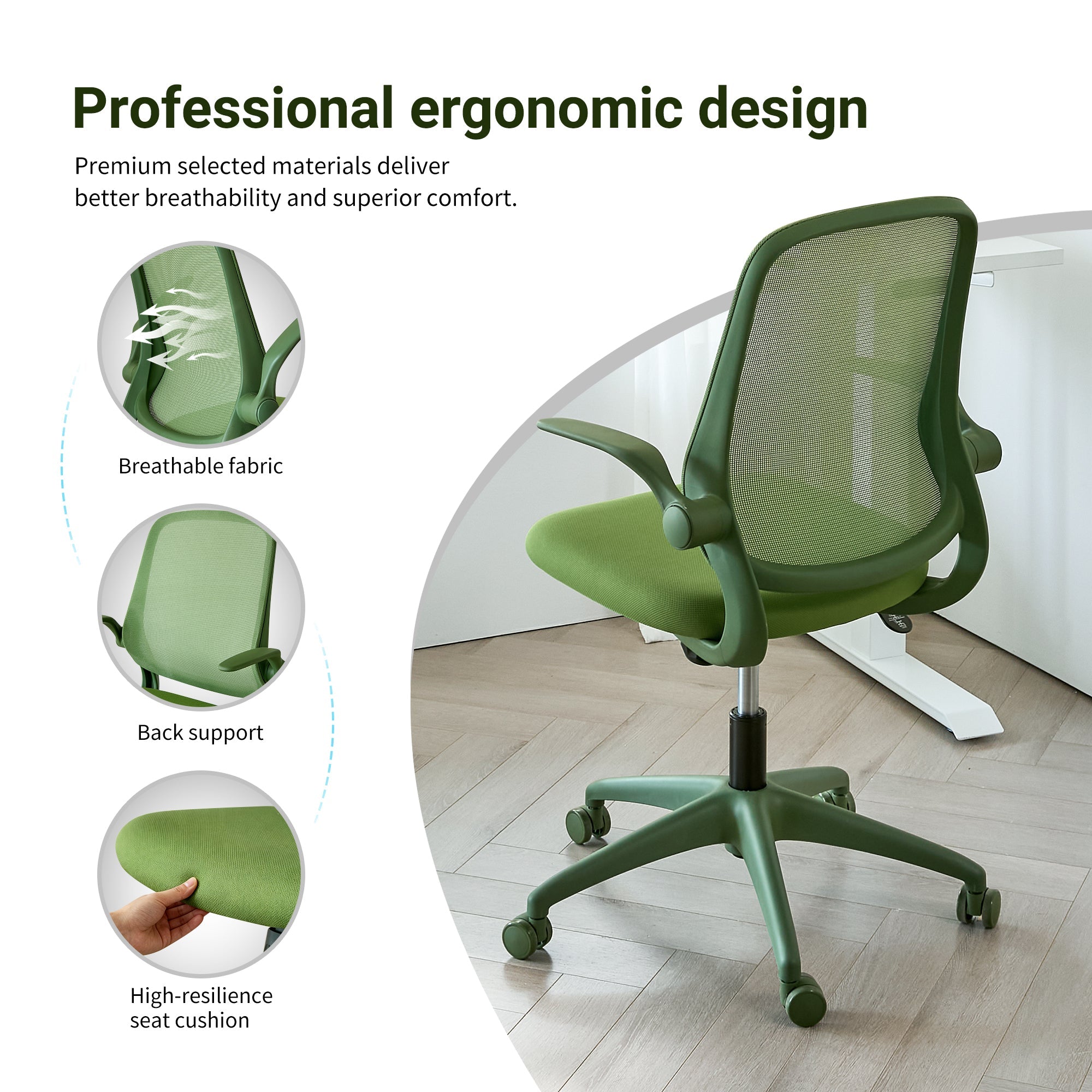Colorful Ergonomic Office Chair with Flip-Up Armrests