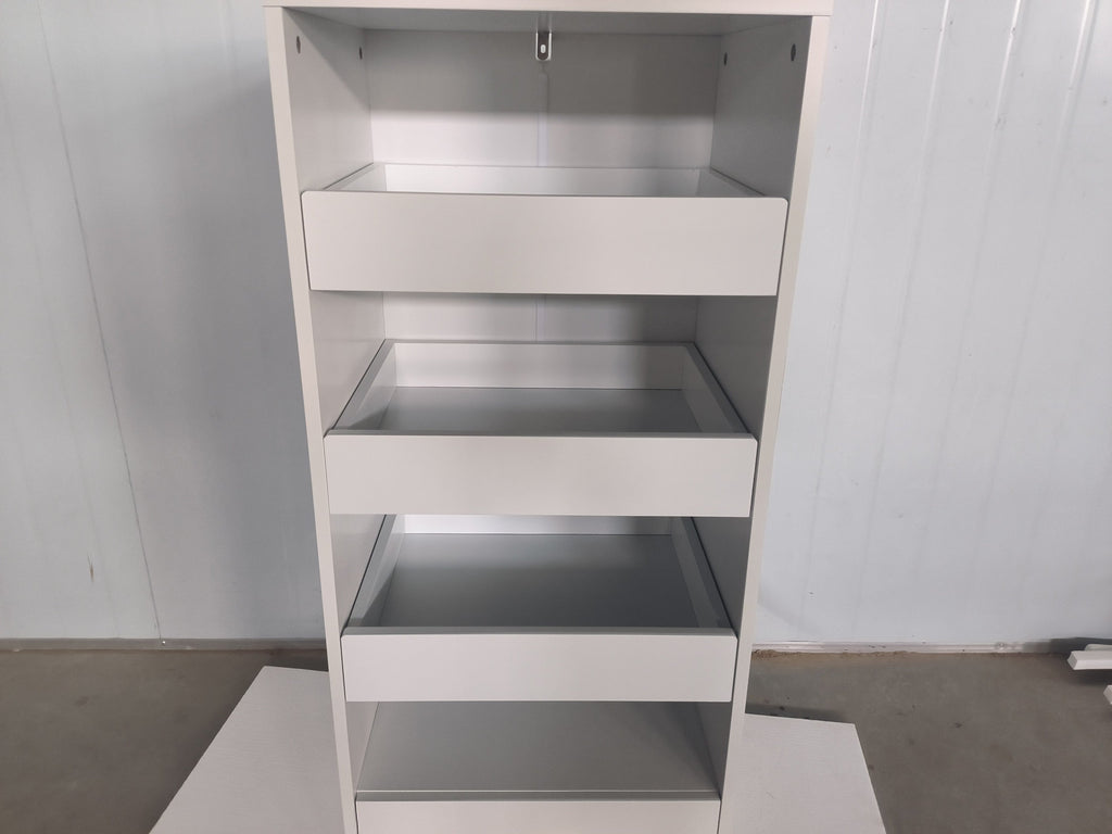 4-Tier Freestanding Bookshelf with 3 Sliding Drawers and 1 Bottom Drawer