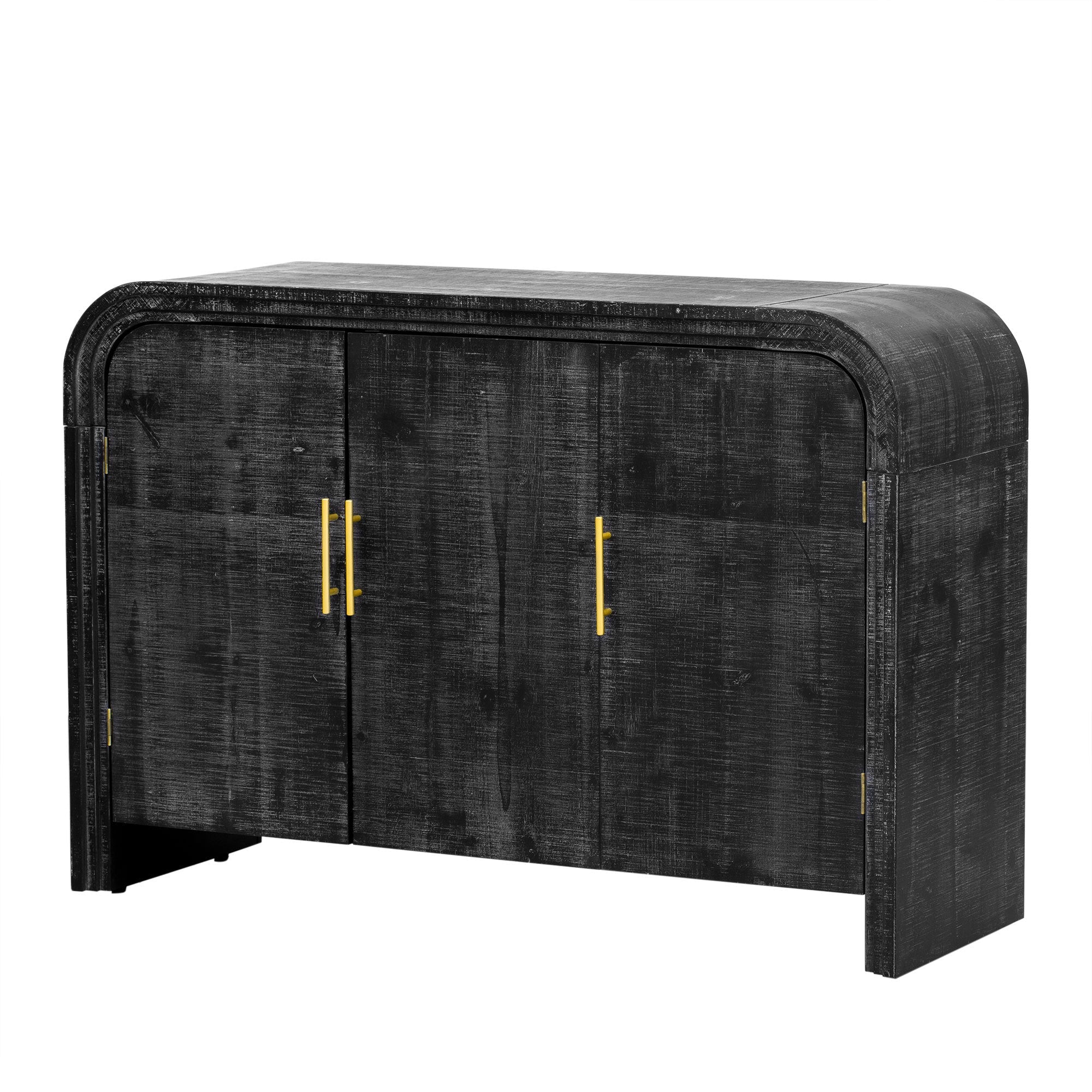 Minimalist Curved Sideboard with Gold Handles and Adjustable Dividers