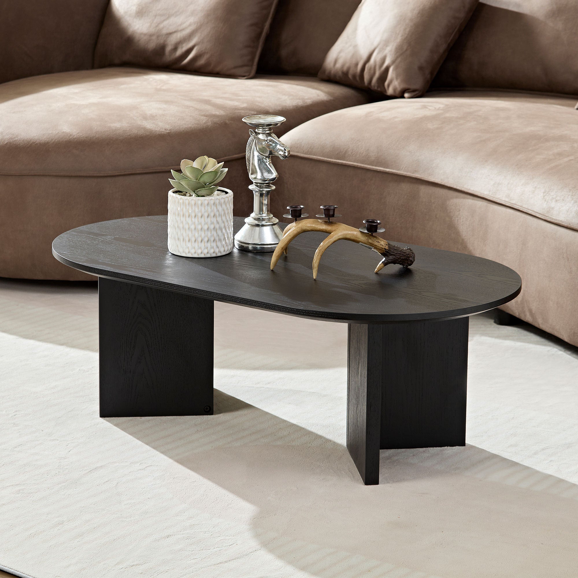 Length 39.37 Inch MDF Oval Coffee Table