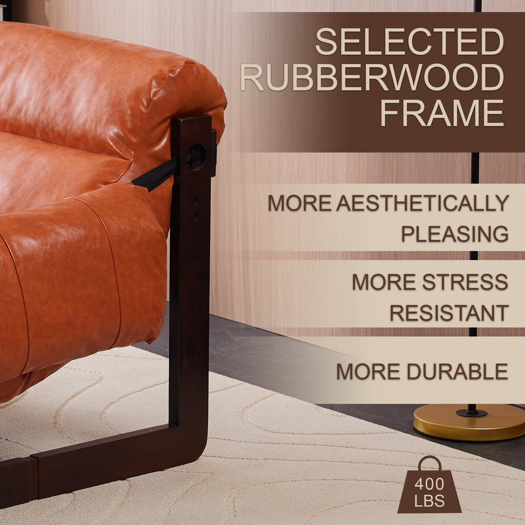 Medieval Modern Lounge Chair Removable Armrests Vintage Oil Wax Leather Sofa