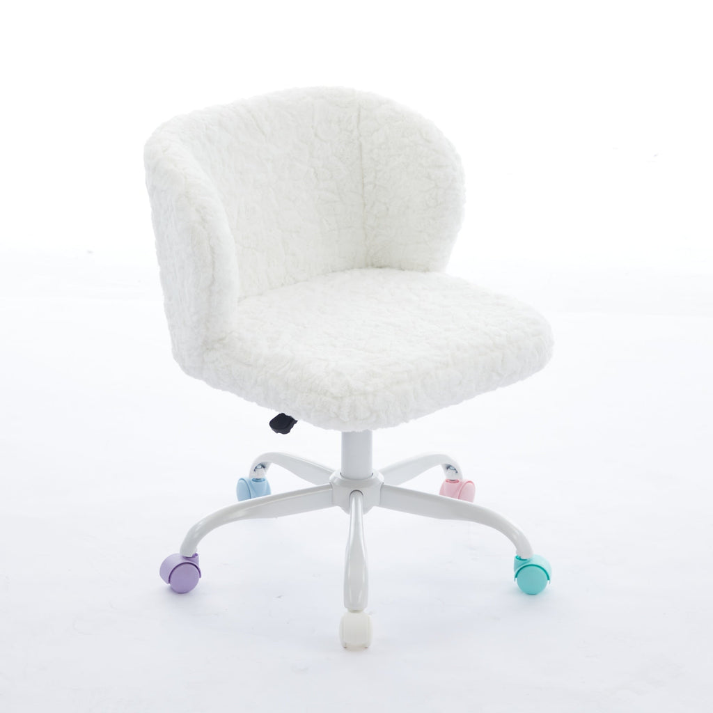 Artificial Rabbit Hair Adjustable Office Chair with Metal Base
