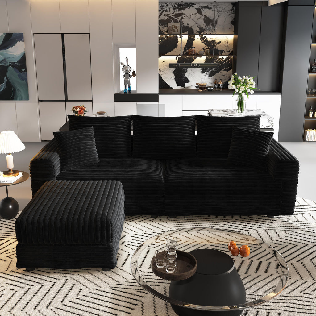 82.7' Modern Comfy Cloud Couch Sofa with Soft Pillows + Ottomans Option