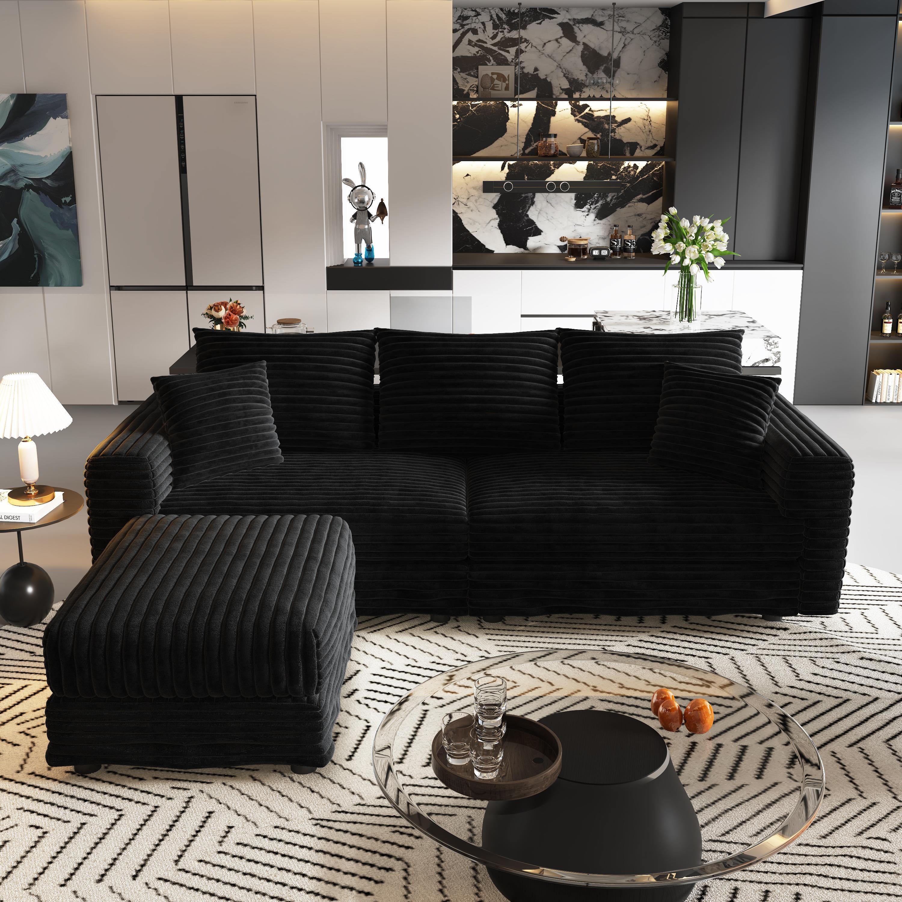 82.7' Modern Comfy Cloud Couch Sofa with Soft Pillows + Ottomans Option