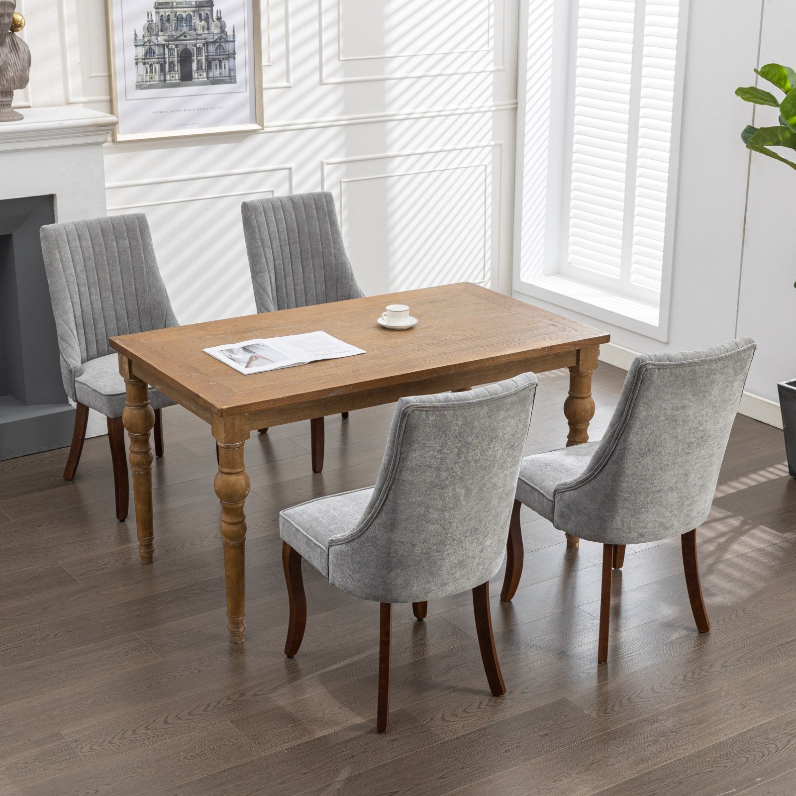 Rayon Cloth Flocking Velvet/Linen Dining Chairs (Set of 2)