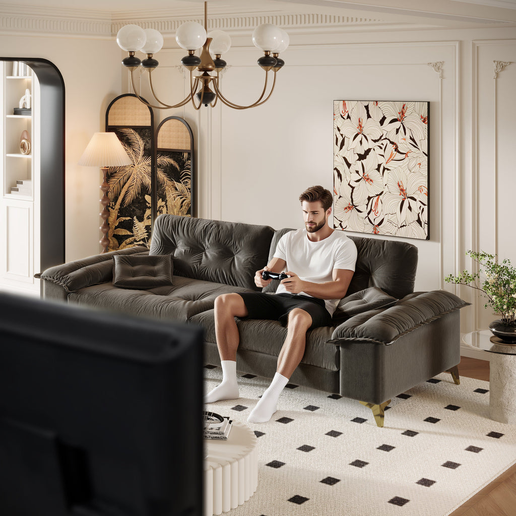 104.7 ' Modern 4-Seat Cloud Sofa with Wide Removable Armrests