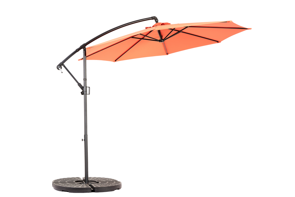 10ft Offset Patio Umbrella w/Tilt & Polyester Shade & 8 Ribs – No Base