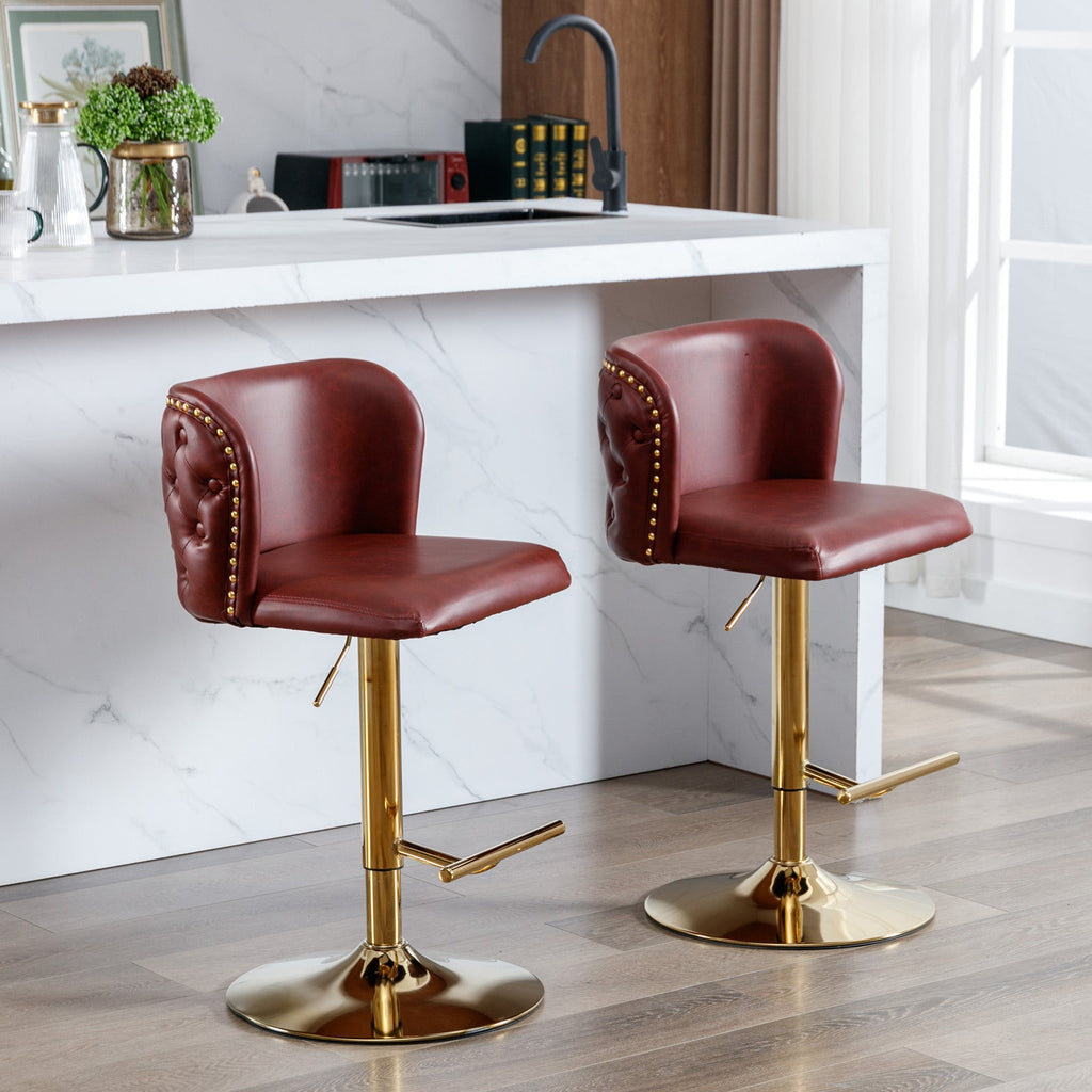 Modern PU Upholstered Bar Stools（Set of 2）