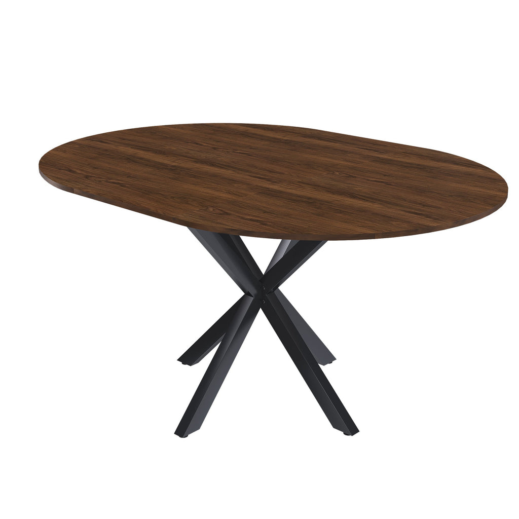 Modern Solid Wood Veneer Retractable Dining Table
