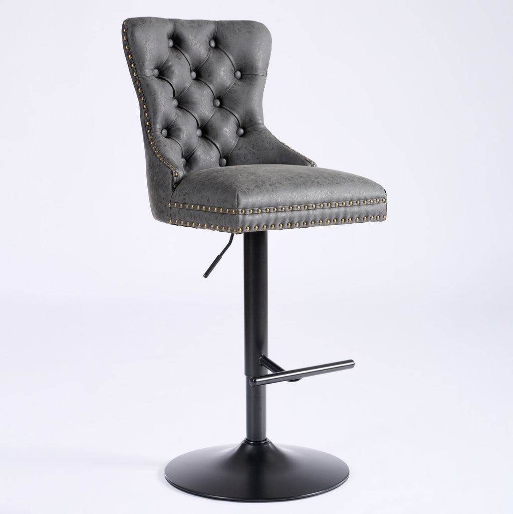 Aged and Retro PU Swivel Barstools Adjusatble Seat Height (Set of 2)