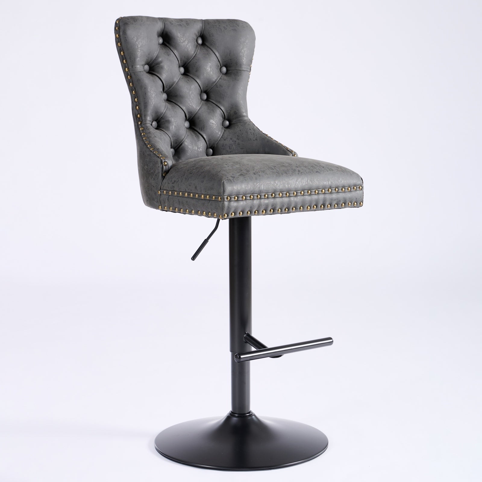 Aged and Retro PU Swivel Barstools Adjusatble Seat Height (Set of 2)