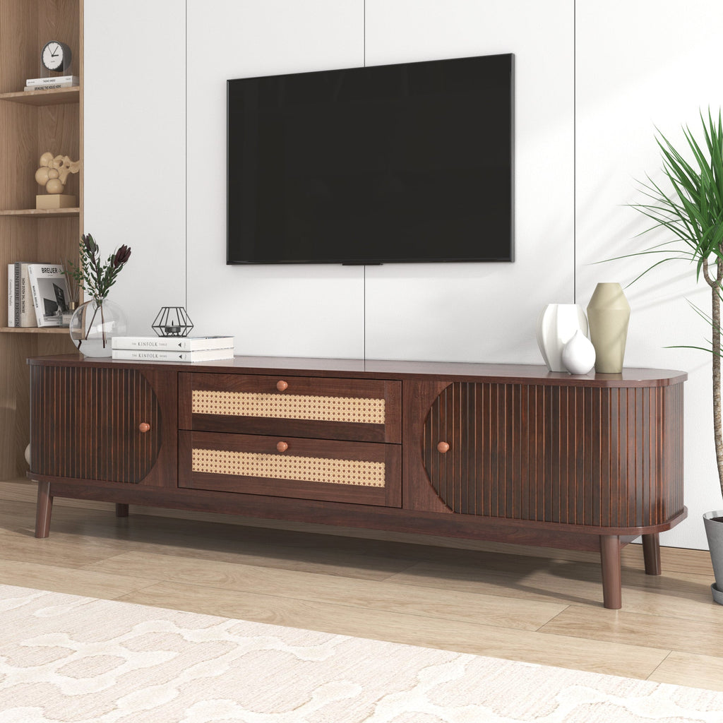 Modern Farmhouse Rattan TV Stand  Up to 75''
