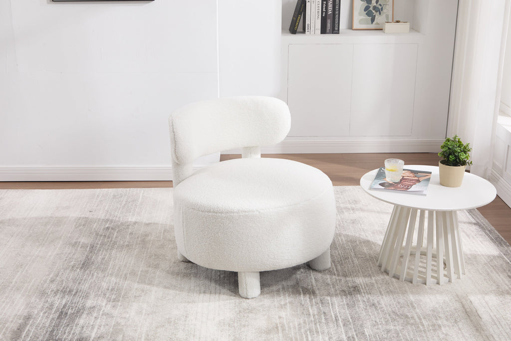 Fur/Teddy Fabric Armless Accent Chair with Curved Backrest