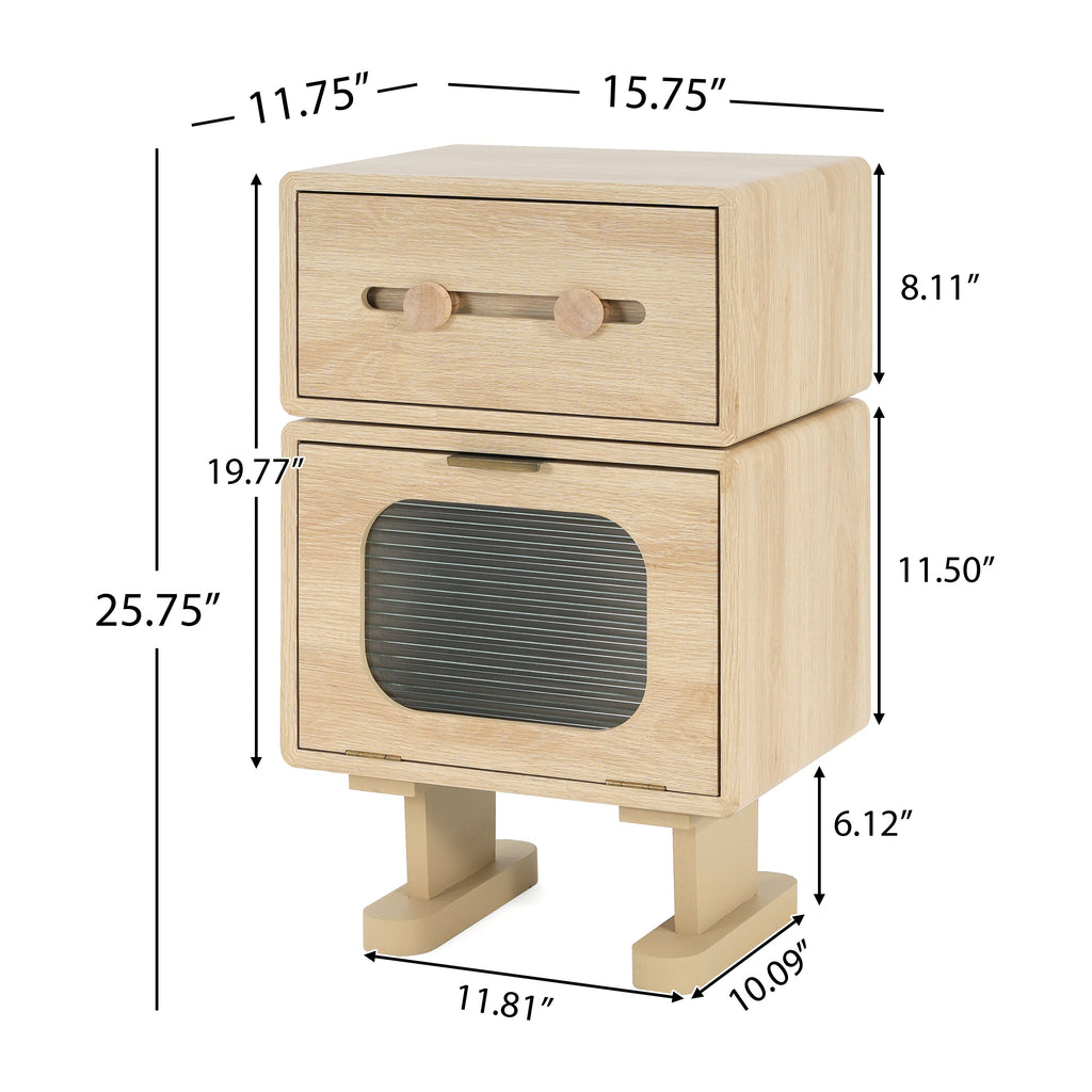 Rotating Robot Side Table with Storage