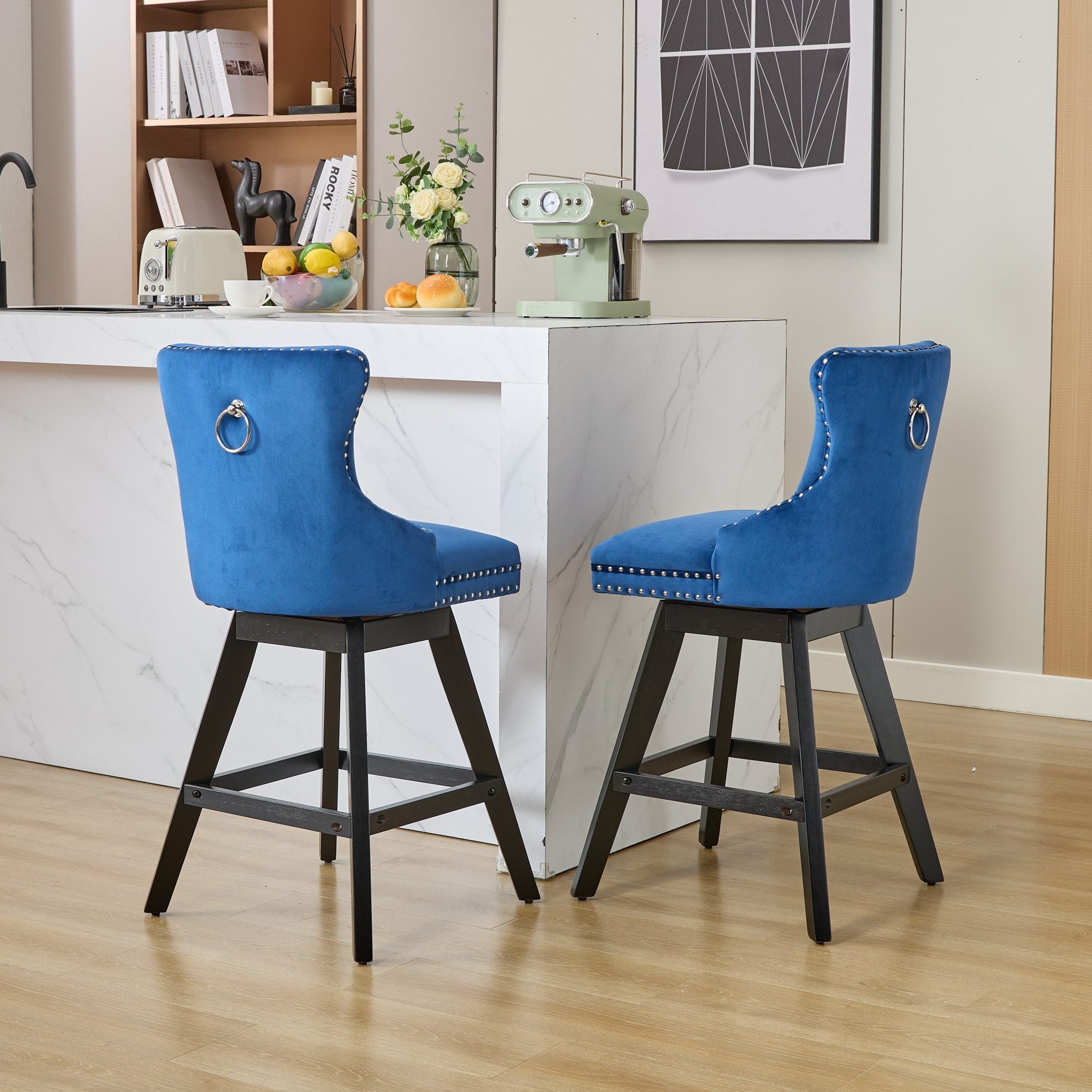 Swivel Velvet Barstools (Set of 2)