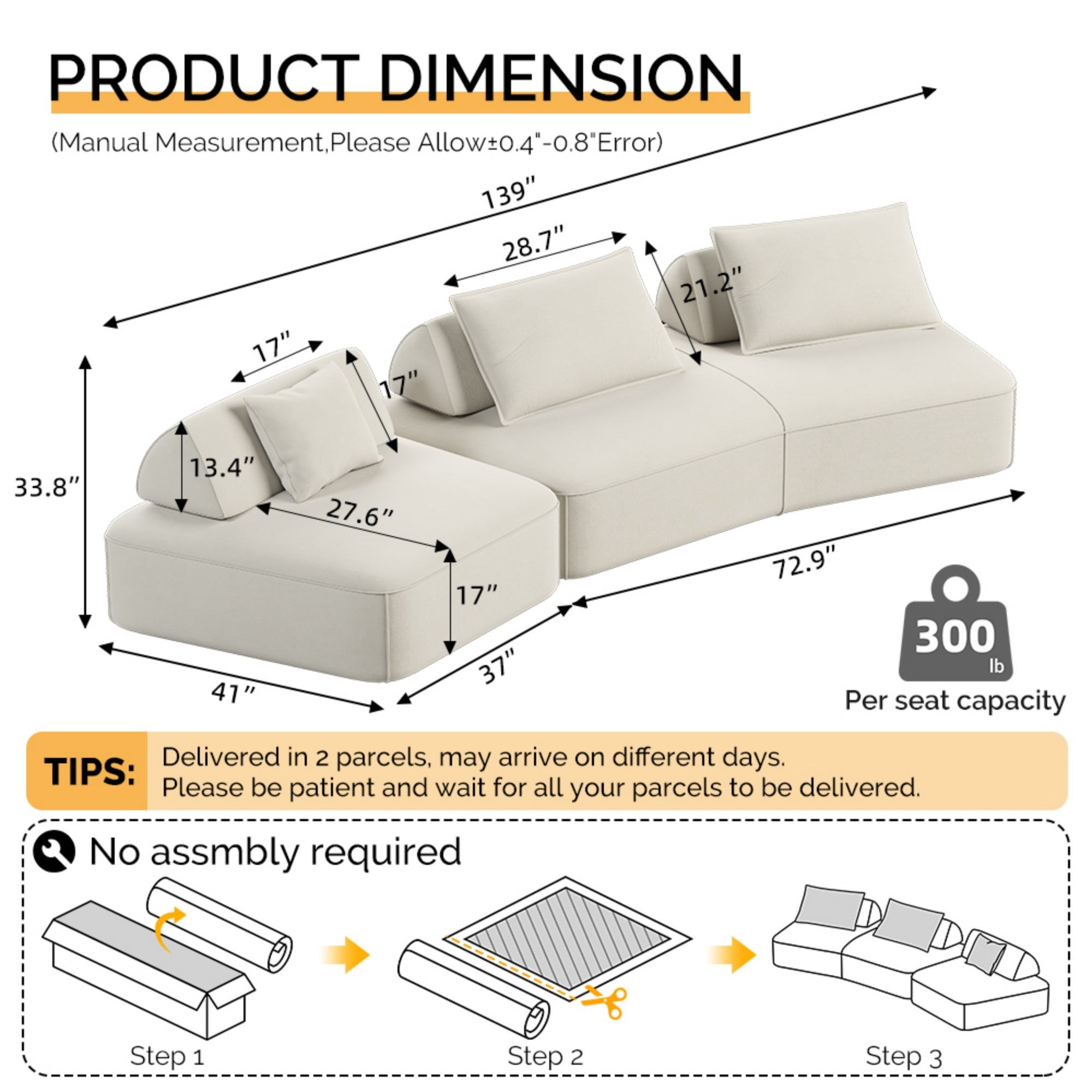 Modern Light Luxury Oversized Modular Sectional Sofa Set
