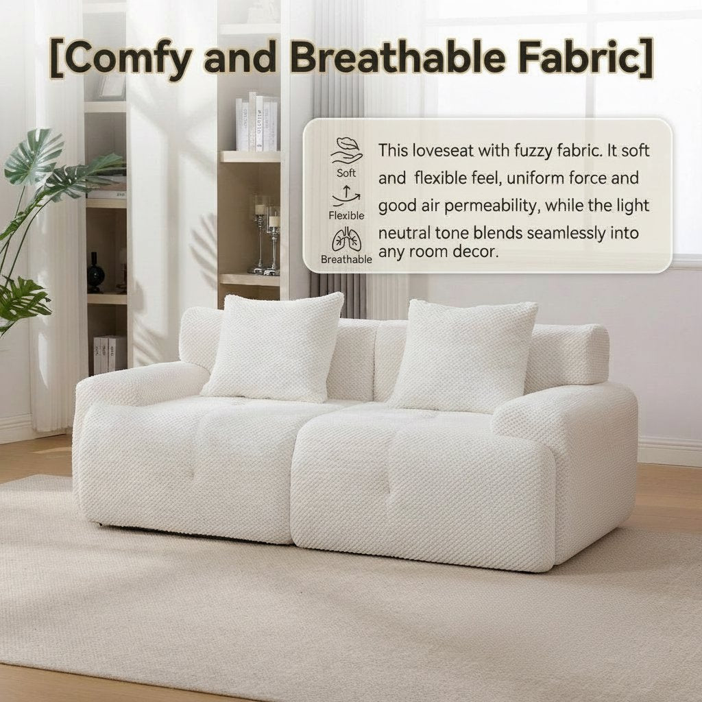 73' Sectional Cloud Convertible Floor Couch with 2 Pillows