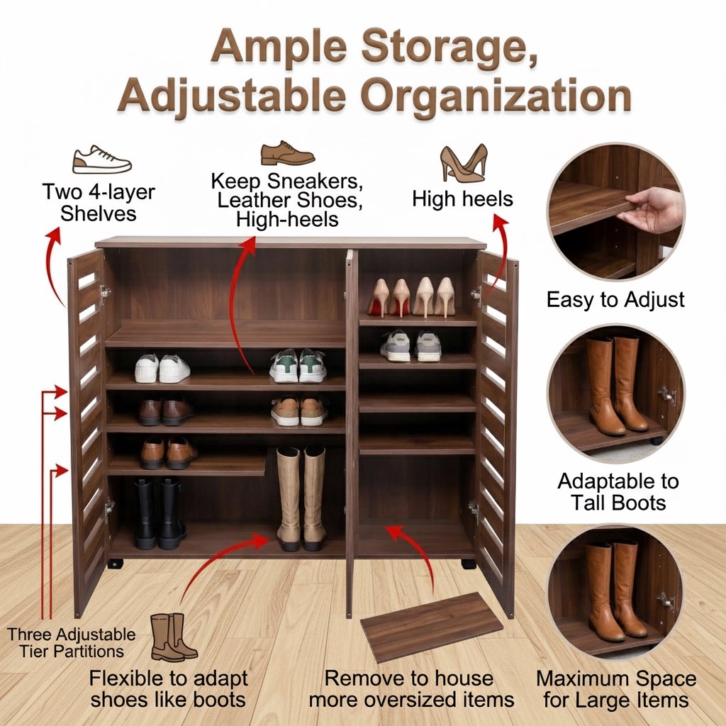5-Tier Shoe Storage Cabinet with Adjustable Shelves