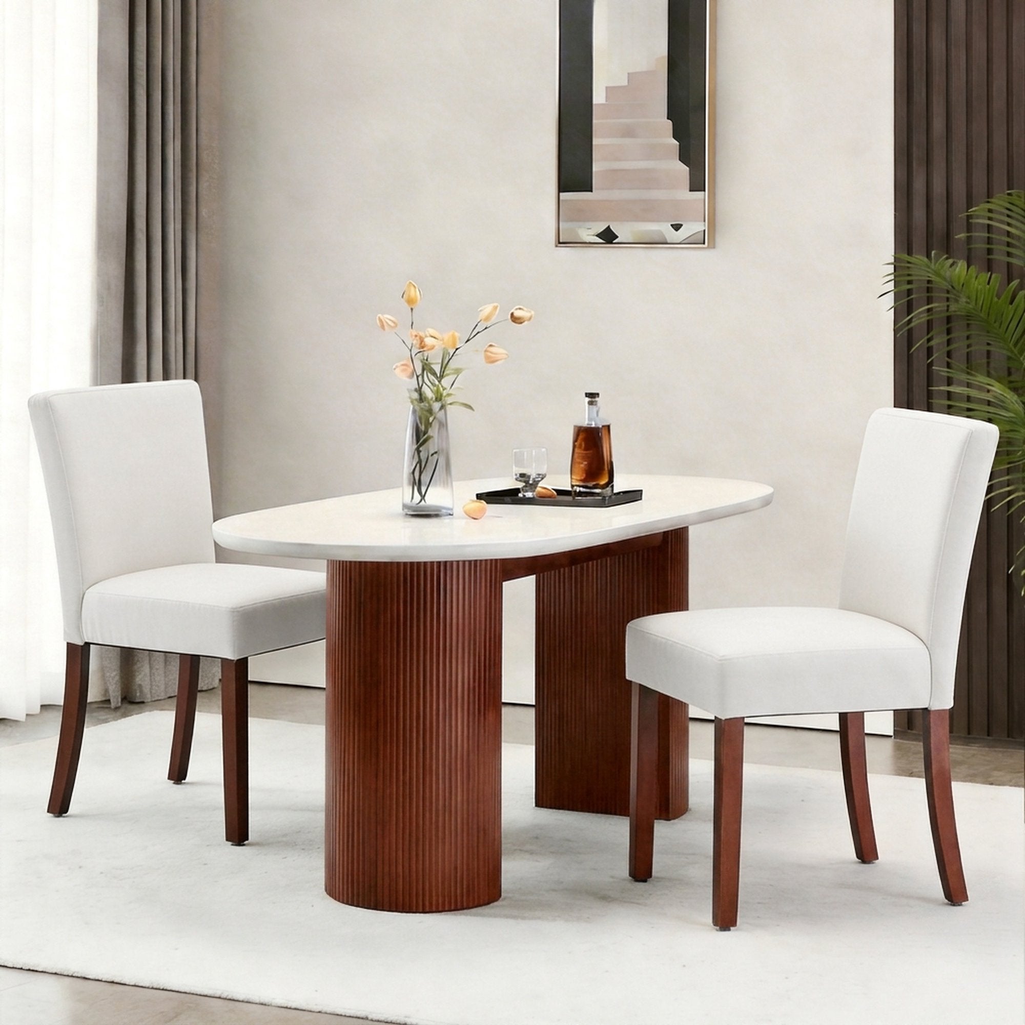 Firmoz Modern High-Back Dining Chairs with Rubberwood Legs